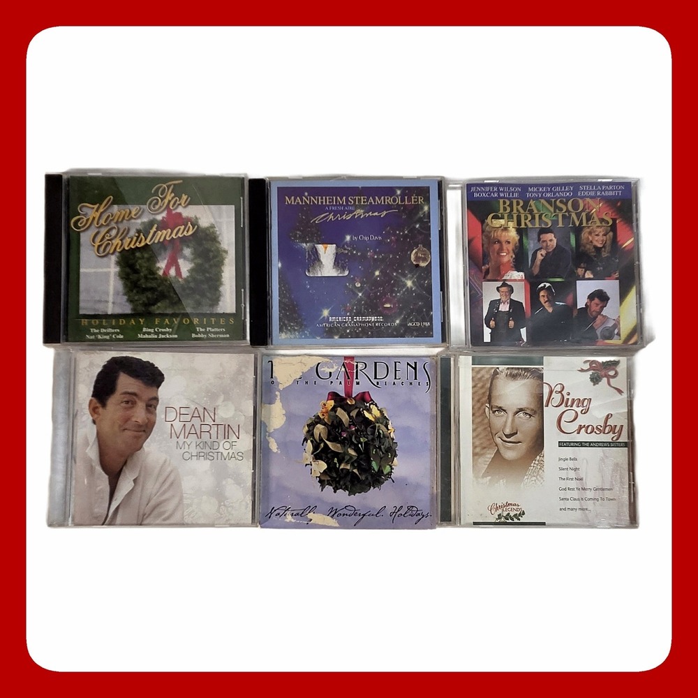 Christmas Holiday Music 6 CD Lot Dean Martin Bing Crosby Mannheim Steamroller
